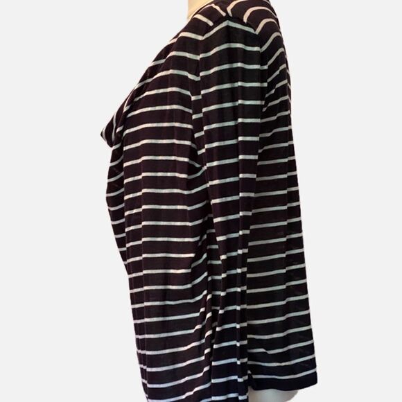 0133 Michael Kors Black White Striped Sweater Top Size L NWOT - Picture 8 of 10